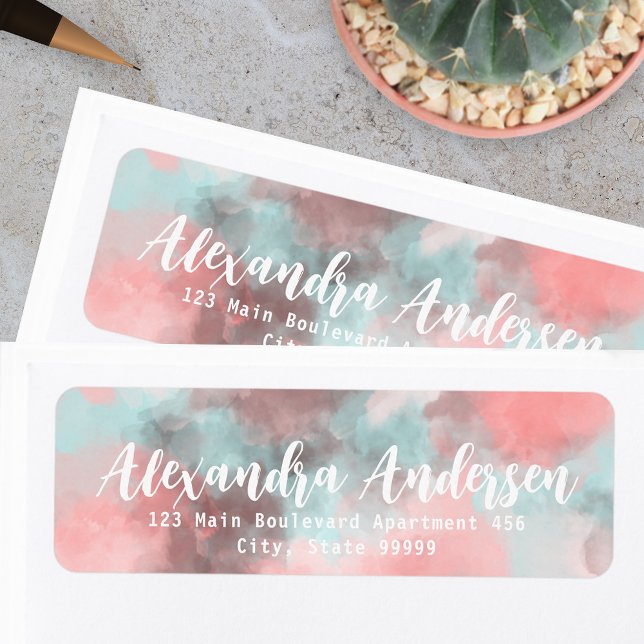 Étiquette de l'adresse de retour Turquoise rose Ab (Créateur téléchargé)