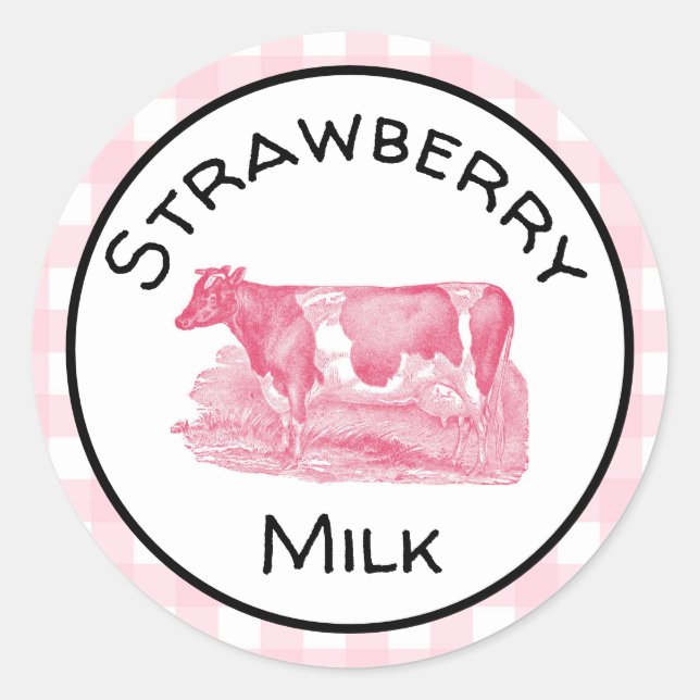 Étiquette de lait de fraise (Devant)