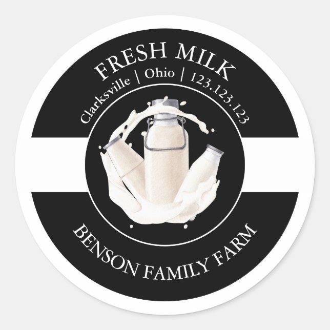 Étiquette de lait frais (Devant)