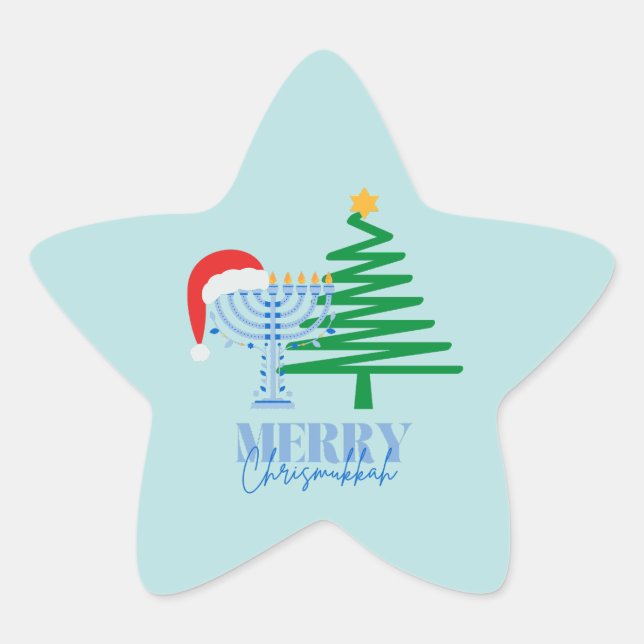 Étiquette de l'autocollant étoile Merry Chrismukka (Devant)