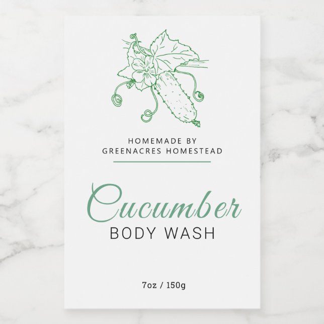 Étiquette de lavage de corps de beauté Concombre l (Étiquettes simples)