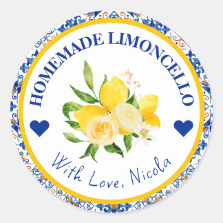 Étiquette de Limoncello fait maison aquarelle jaun