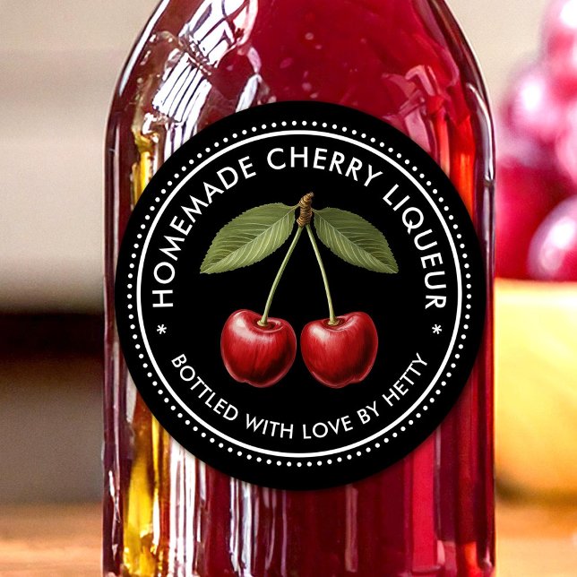 Étiquette de liqueur cerise pour recette maison (Créateur téléchargé)