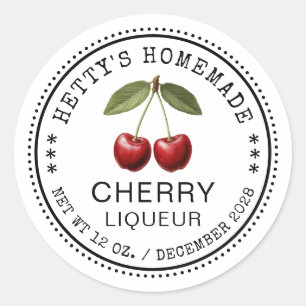 Étiquette de liqueur de cerise avec cerises vintag