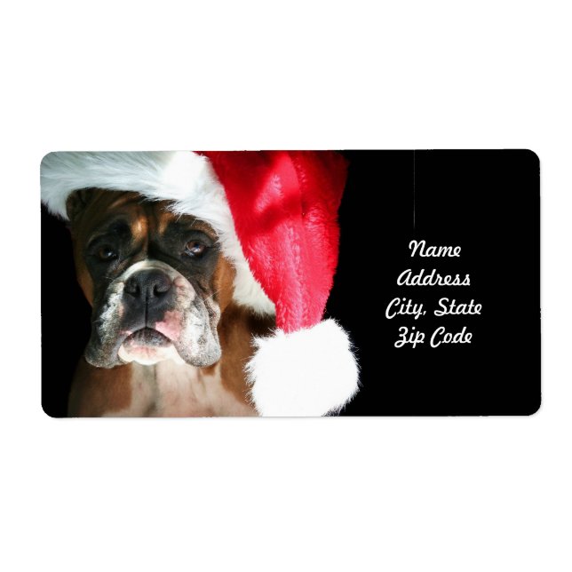 Étiquette de livraison de chien de boîte de Noël (Devant)