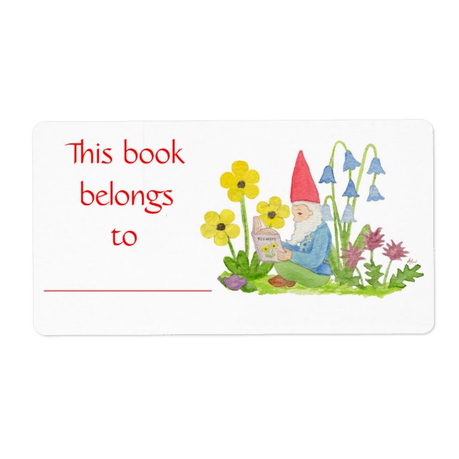 Étiquette de livre Flower Gnome (Devant)