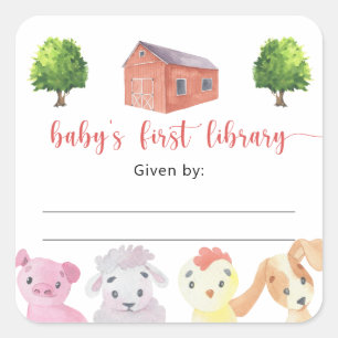 Étiquette de livre pour Baby Shower à la ferme, li