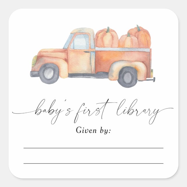 Étiquette de livre pour Baby Shower - camion de ci (Devant)