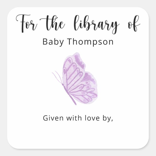 Étiquette de livre pour Baby Shower papillon, livr (Devant)