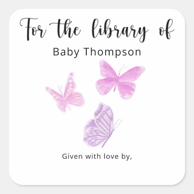 Étiquette de livre pour Baby Shower papillon, livr (Devant)