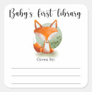 Étiquette de livre pour Baby Shower renard, livres