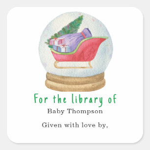 Étiquette de livre pour baby shower - traîneau du
