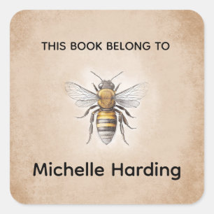 Étiquette de livre vintage abeille “Ce livre app
