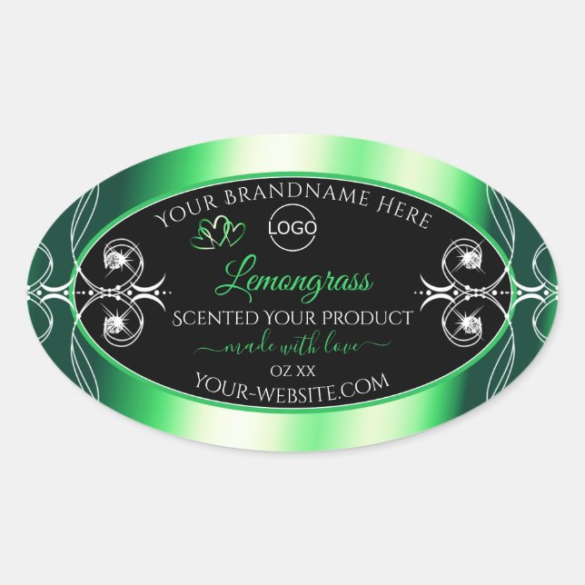 Étiquette de luxe Emerald Green Black avec logo (Devant)