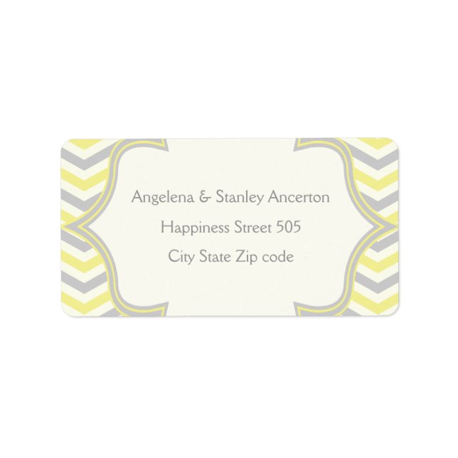 Étiquette de mariage de chevron gris jaune moderne (Devant)
