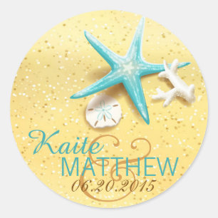 Étiquette de mariage de destination de Seashell Be