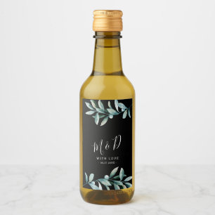 Étiquette de Mariage de vin noir mini botanique fe