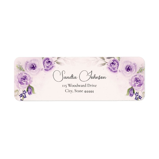 Étiquette de Mariage Lavender et Blush Rose (Devant)