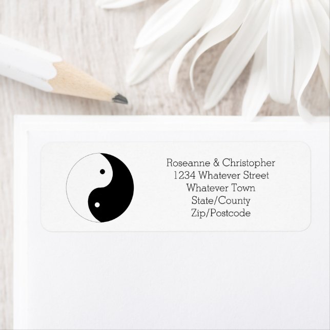Étiquette de mariage noir et blanc Yin Yang (En situation)