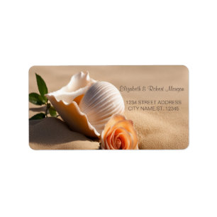 Étiquette de mariage Sable Rose Coquillage