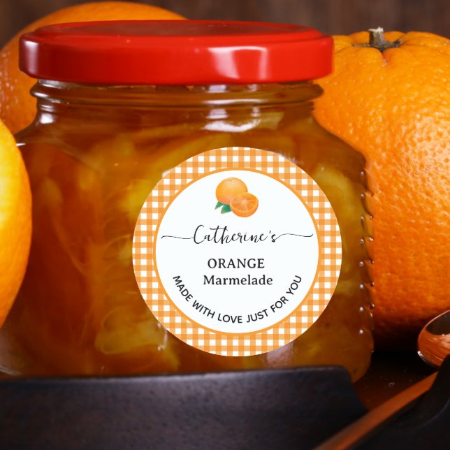 étiquette de marmelade d'orange à carreaux gingham (Créateur téléchargé)