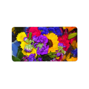 Étiquette de mélange de fleurs colorées