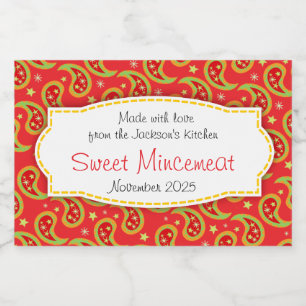 Étiquette de mencemeat à motifs cachemley de Noël