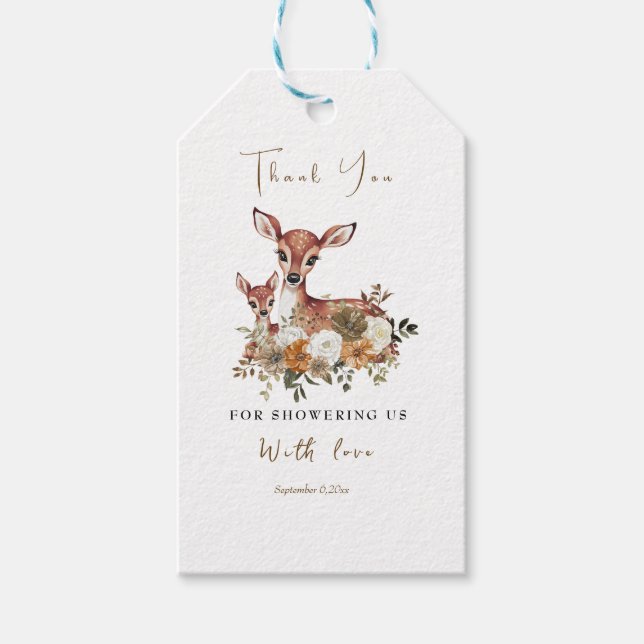 étiquette de Merci de baby shower de cerf de maman (Devant)