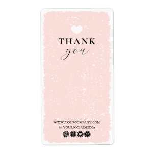 Étiquette de Merci de coeur rose