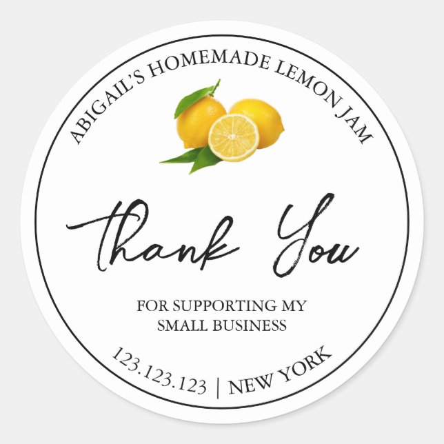 Étiquette de Merci de confiture de citron maison s (Devant)