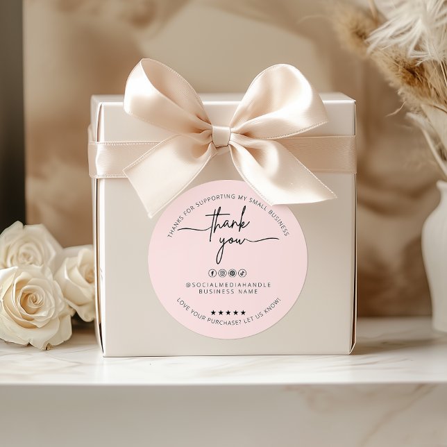 Étiquette de Merci de l'autocollant rose vierge pe (Custom Blush Pink Sticker Thank You Label)