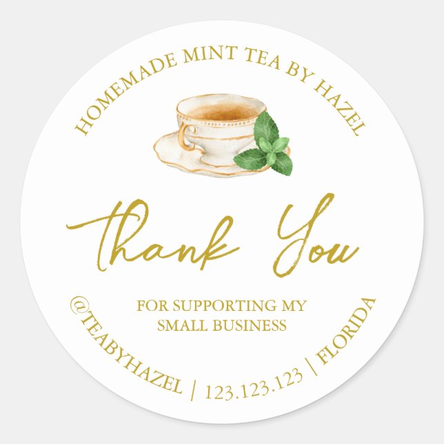 Étiquette de Merci de thé à la menthe maison simpl (Devant)
