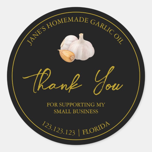 Étiquette de Merci d'huile d'ail maison simple (Devant)