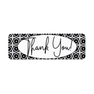 Étiquette de Merci géométrique noir et blanc
