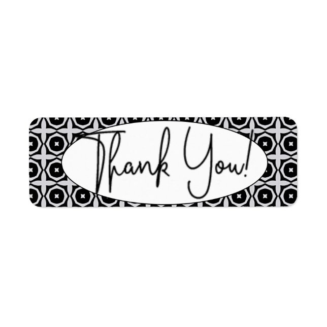Étiquette de Merci géométrique noir et blanc (Devant)