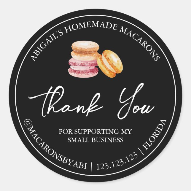 Étiquette de Merci Macaron maison simple (Devant)