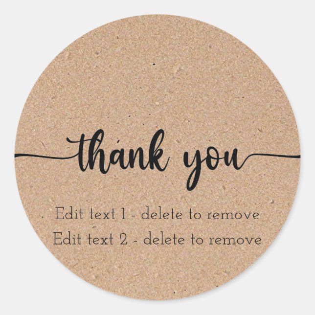 Étiquette de Merci minimaliste Kraft (Devant)