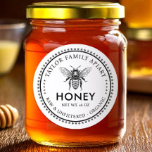 Étiquette de miel avec abeille à couleur personnal