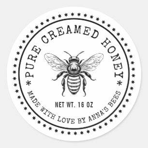 Étiquette de miel crémeux avec abeille de couleur 