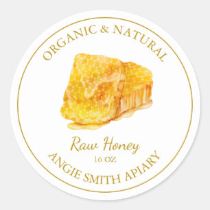 Étiquette de miel cru Gold Honeypeb BLANCHE