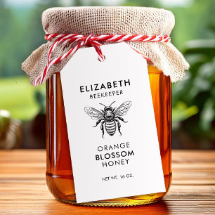 Étiquette de miel de fleur d'oranger avec abeille 
