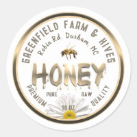 Étiquette de miel doré métallisé fleur de margueri