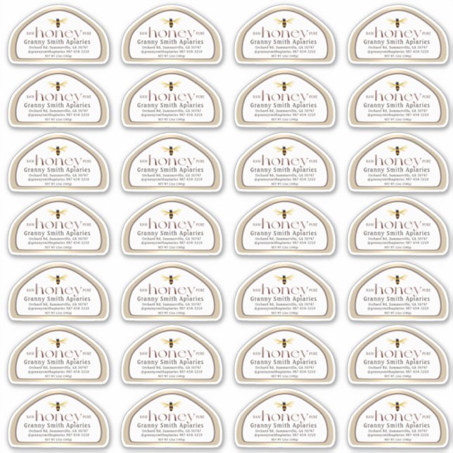 Étiquette de miel en forme de fissure pour 12 oz B (Devant)