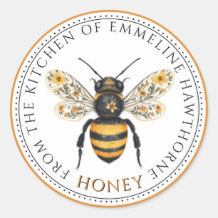 Étiquette de miel floral d'abeille mignonne