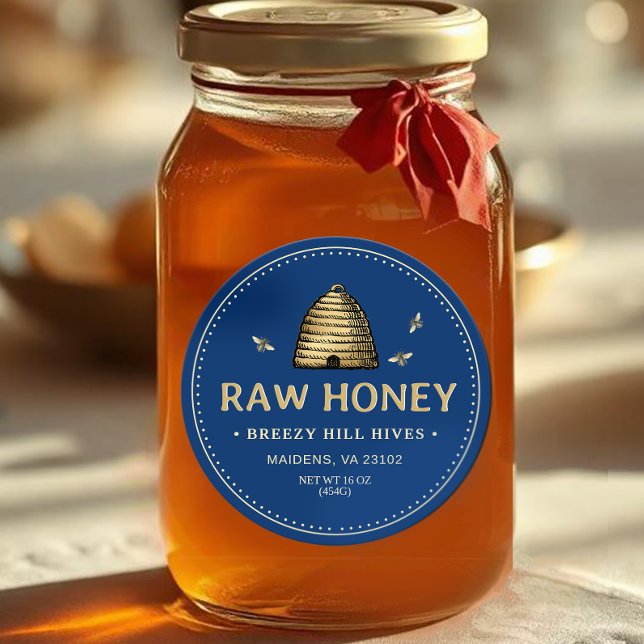 Étiquette de miel Gold Skep avec abeilles Dotée Bo (Créateur téléchargé)