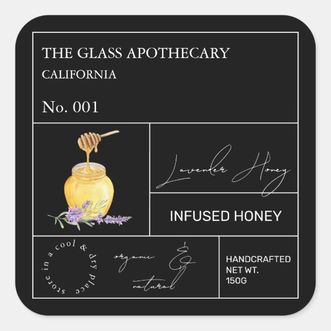 Étiquette de miel infusé Apothecary Lavender (Devant)