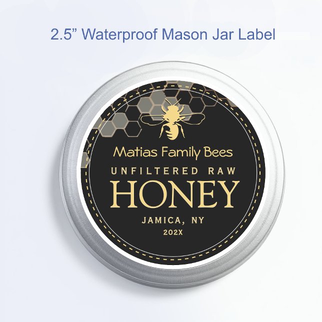 étiquette de miel Mason Jar imperméable de 25 po (Créateur téléchargé)