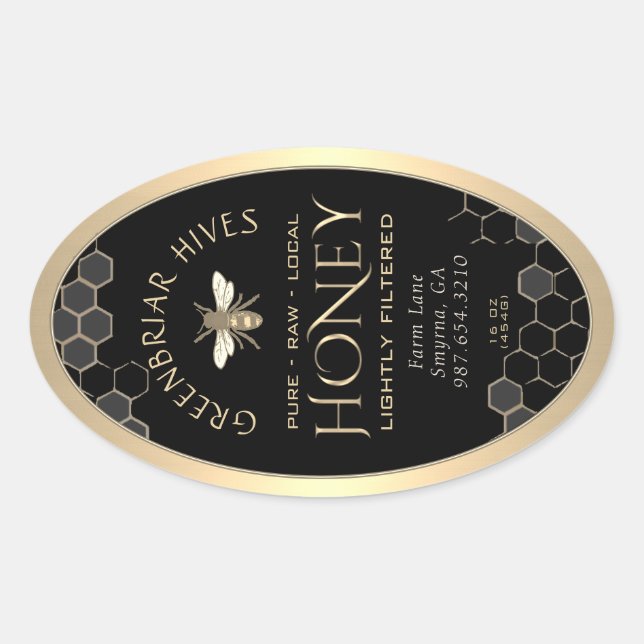 Étiquette de miel Queenline 16/32oz Abeille de mie (Devant)