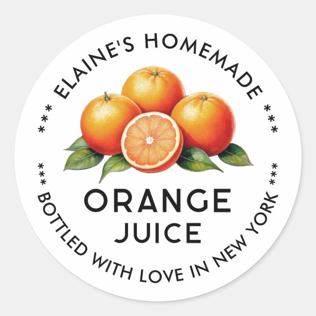 Étiquette de mise en conserve de jus d'orange fait (Devant)