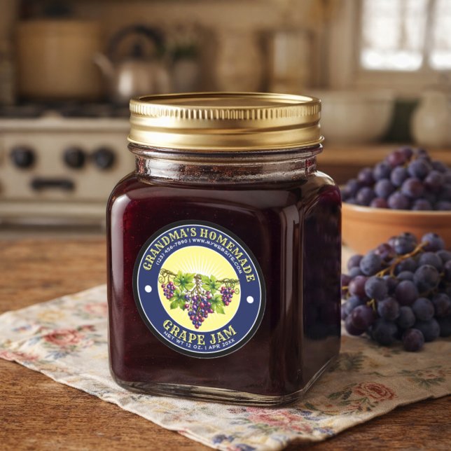 Étiquette de modèle de confiture de raisin maison  (Créateur téléchargé)